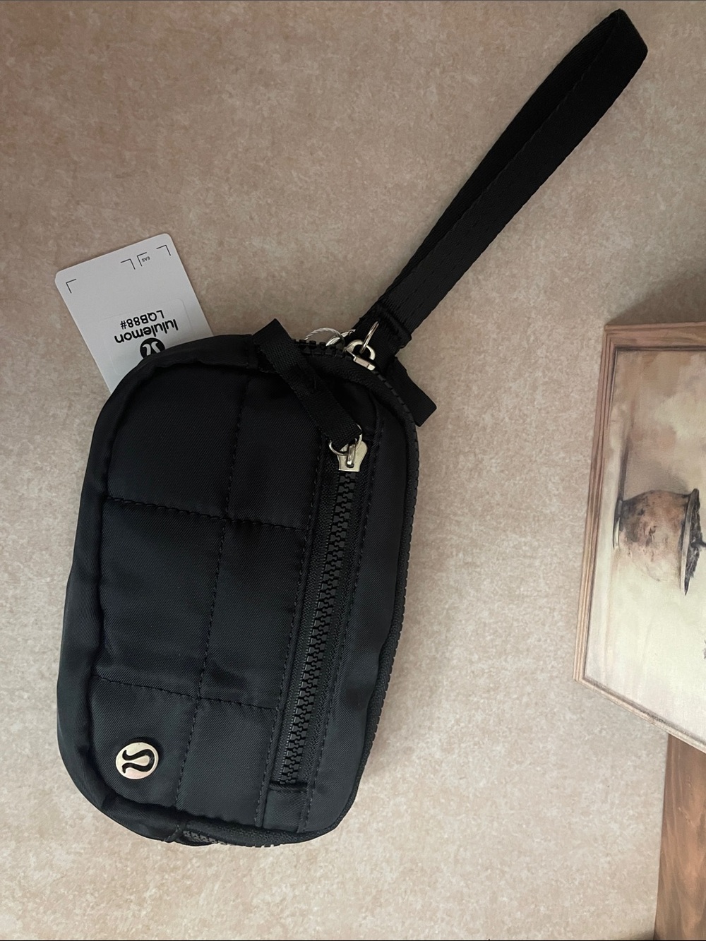 Black Quilted Wristlet Pouch